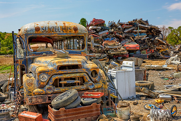 One-Eyed Scrapyard School Bus